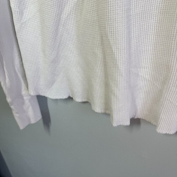 GAP Mens Waffle Knit Thermal Top Large White Long Sleeve Crewneck Layering Winte - Picture 4 of 9